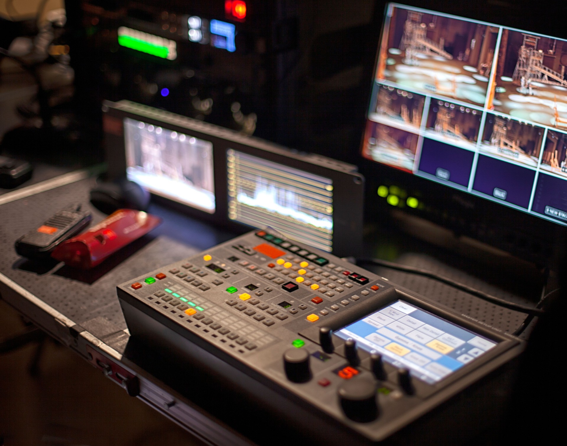 TV equipment and TV cameras in the theater.